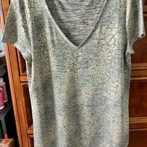 White House Black Market gold metallic tee shirt; tag is missing but it’s Medium